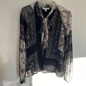 Chiffon Blouse with Print and Bow